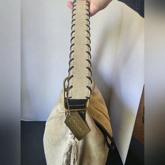 Coach Vintage Suede Fringe Hobo Bag, Whipstitch Handle, Rare, 2002, VGUC - Picture 9 of 14